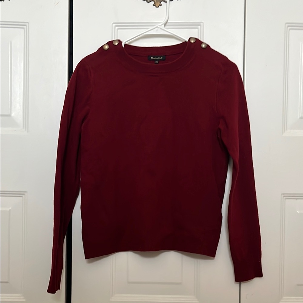 Burgundy Sweater with Button Accents
